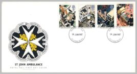 1987-06-16 St John Ambulance Stamps FDC Southend-on-Sea postmark fdi refE239