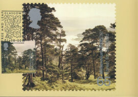 DAVID CHALMERS Forest for Scotland Postcard GLASGOW special Tree & Leaf hand stamp postmark refE156