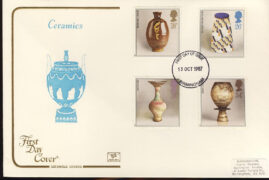 1987-10-13 Studio Pottery Stamps FDC Ceramics Cotswold First Day Cover refCD259