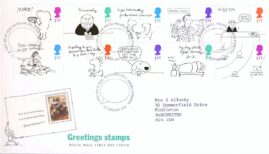 1996-02-26 Greetings Stamps Cartoons Royal Mail FDC Bureau A457