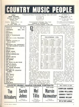 1975 December Country Music People magazine THE HILLSIDERS ref102292