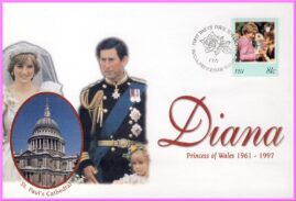 Diana Princess of Wales FIJI 81c 1998 FDI stamp cover Royal Wedding refDA56