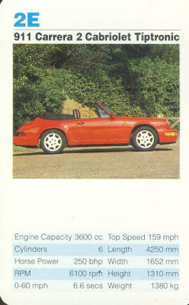2E 911 Carrera 2 Cabriolet Tiptronic Porsche Cars Single Top Trumps Card