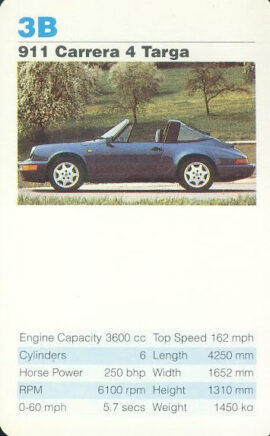3B 911 Carrera 4 Targa Porsche Cars Single Top Trumps Card