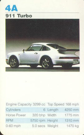4A 911 Turbo Porsche Cars Single Top Trumps Card