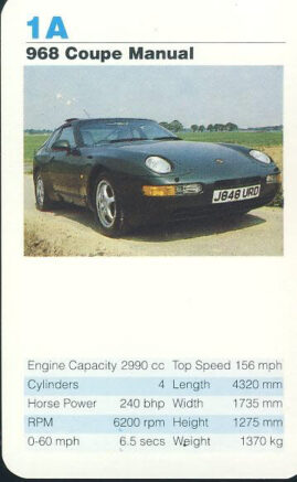 1A 968 Coupe Manual Porsche Cars Single Top Trumps Card