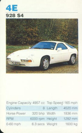 4E 928 S4 Porsche Cars Single Top Trumps Card