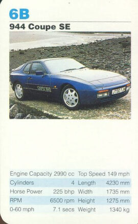 6B 944 Couple SE Porsche Cars Single Top Trumps Card