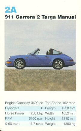 2A 911 Carrera 2 Targa Manual Porsche Cars Single Top Trumps Card