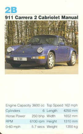 2B 911 Carrera 2 Cabriole Manual Porsche Cars Single Top Trumps Card