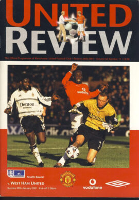 Manchester United v West Ham United 28th Jan 2001 Football Programme f2023