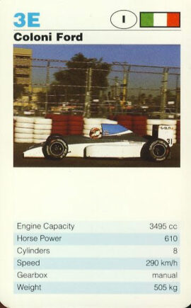 3E Coloni Ford Italian Grand Prix Car - Single Top Trumps Card