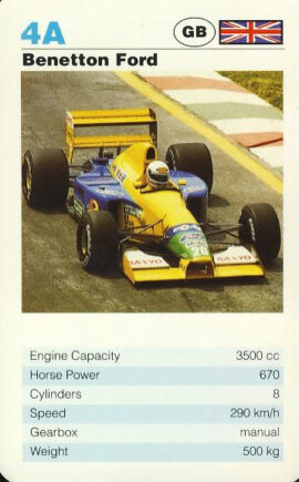 4A Benetton Ford GB Grand Prix Car - Single Top Trumps Card