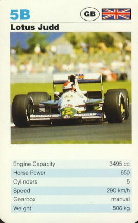5B Lotus Judd GB Grand Prix Car - Single Top Trumps Card