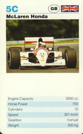 5C McLaren Honda GB Grand Prix Car - Single Top Trumps Card