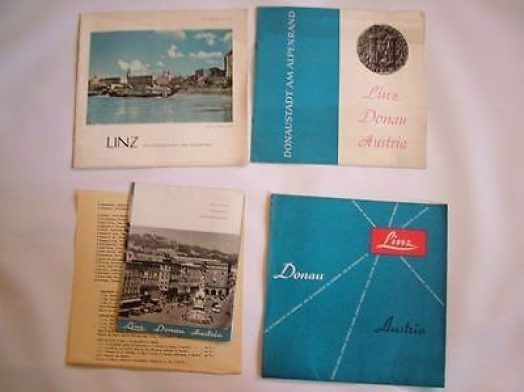 1957 LINZ Donau Austria Sightseeing Tourist brochures: art by Franz Fischbacher