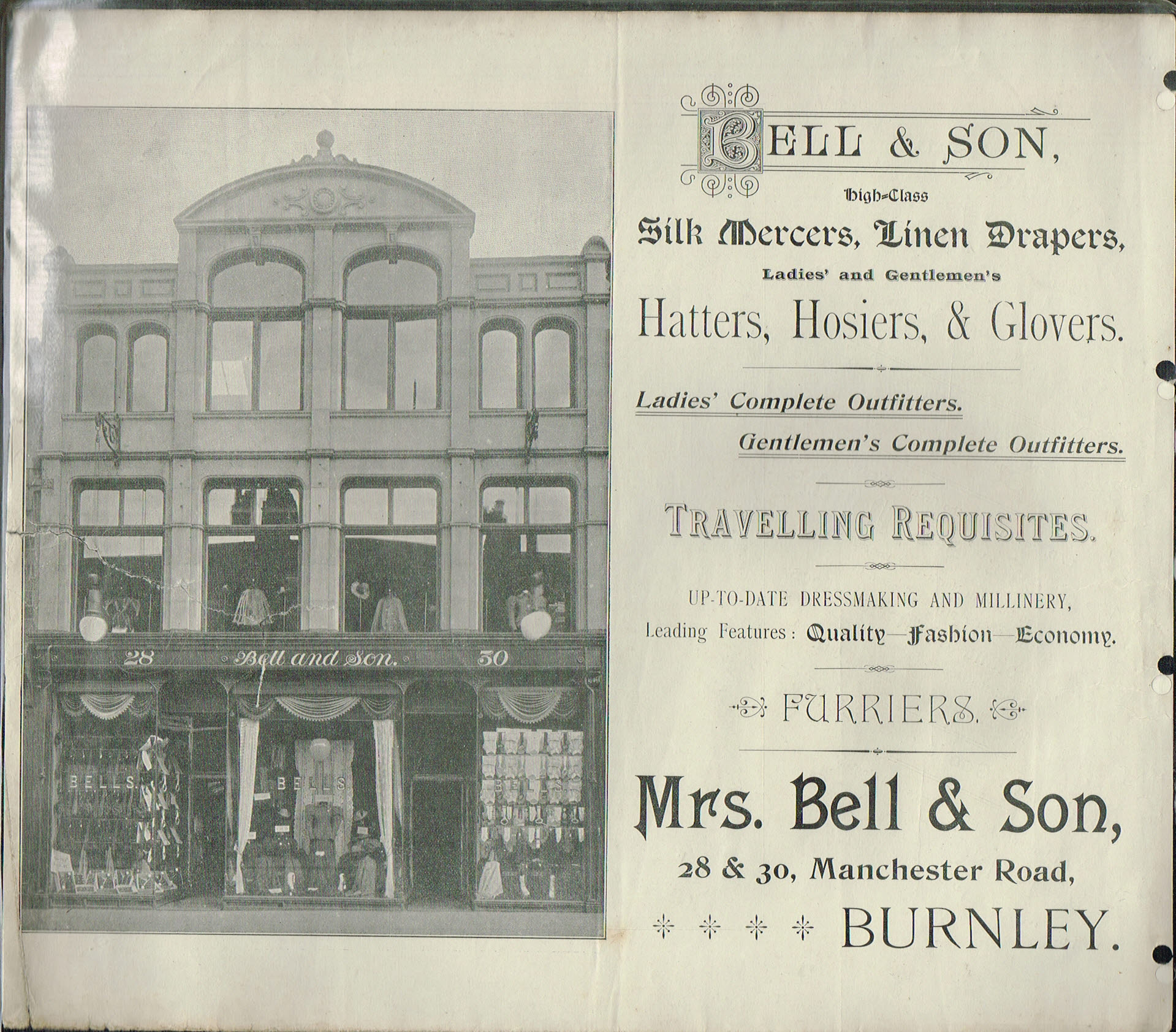 Vintage Burnley ADVERTS Dunkerleys Boots & Shoes MRS BELL & SON Silk Merchers Linen Drapers FURRIERS Hatters Hosiers and Glovers refS4 (1) - Image 2