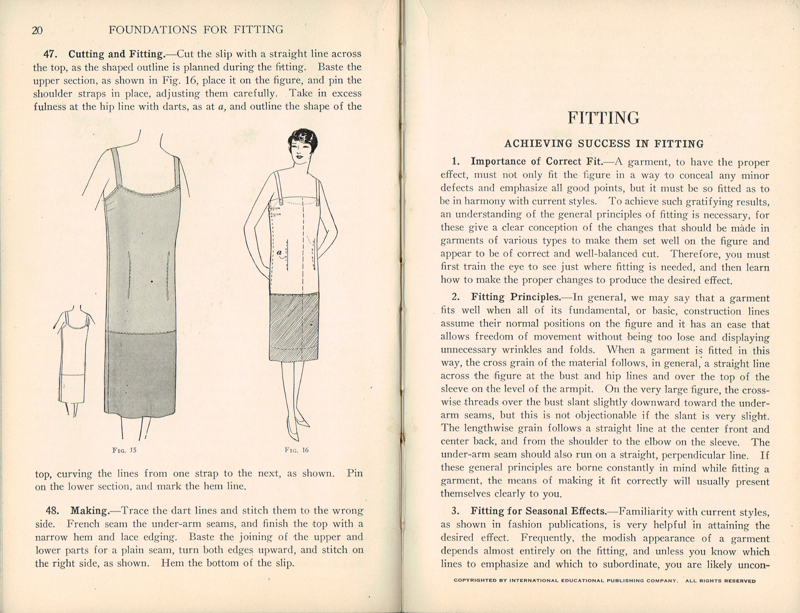 1928 Cutting & Fitting Woman's Institute Domestic Arts & Sciences Book