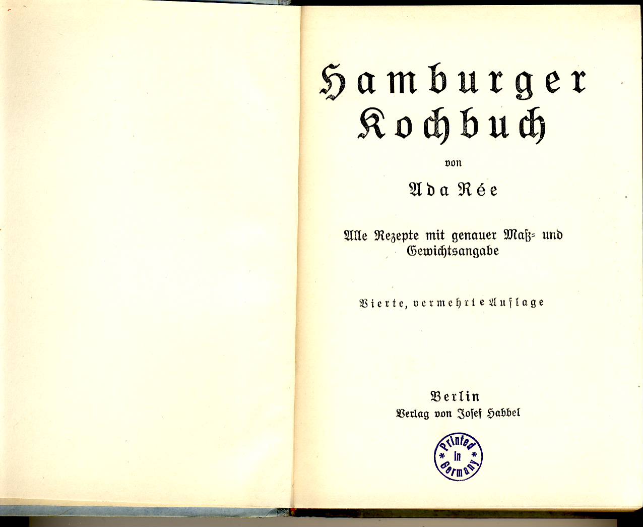 Hamburger Kochbuch ADA REE German Recipes Hardback Book ref202510 - Image 2