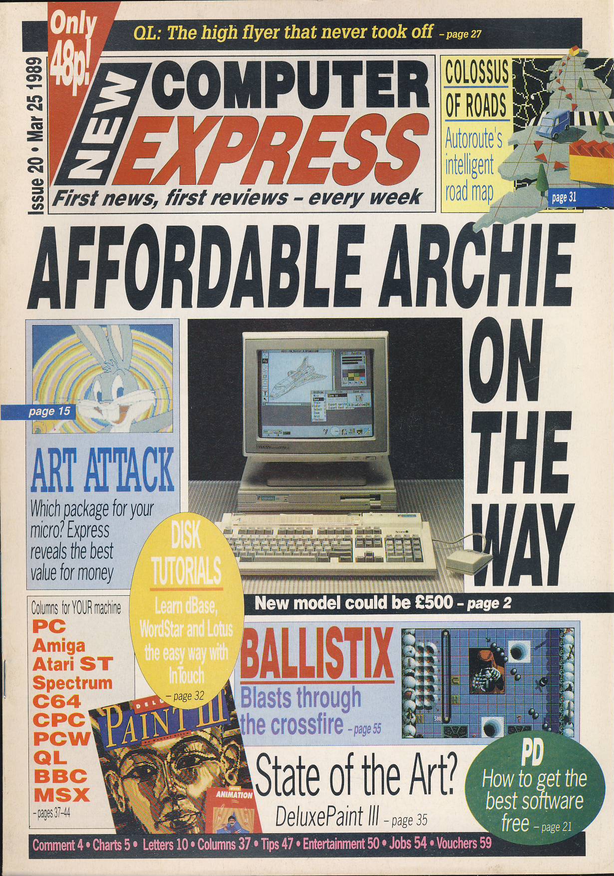 1989 March #20 New Computer Express magazine Amiga, Atari ST, Spectrum C64, Ql, BBC ref102253