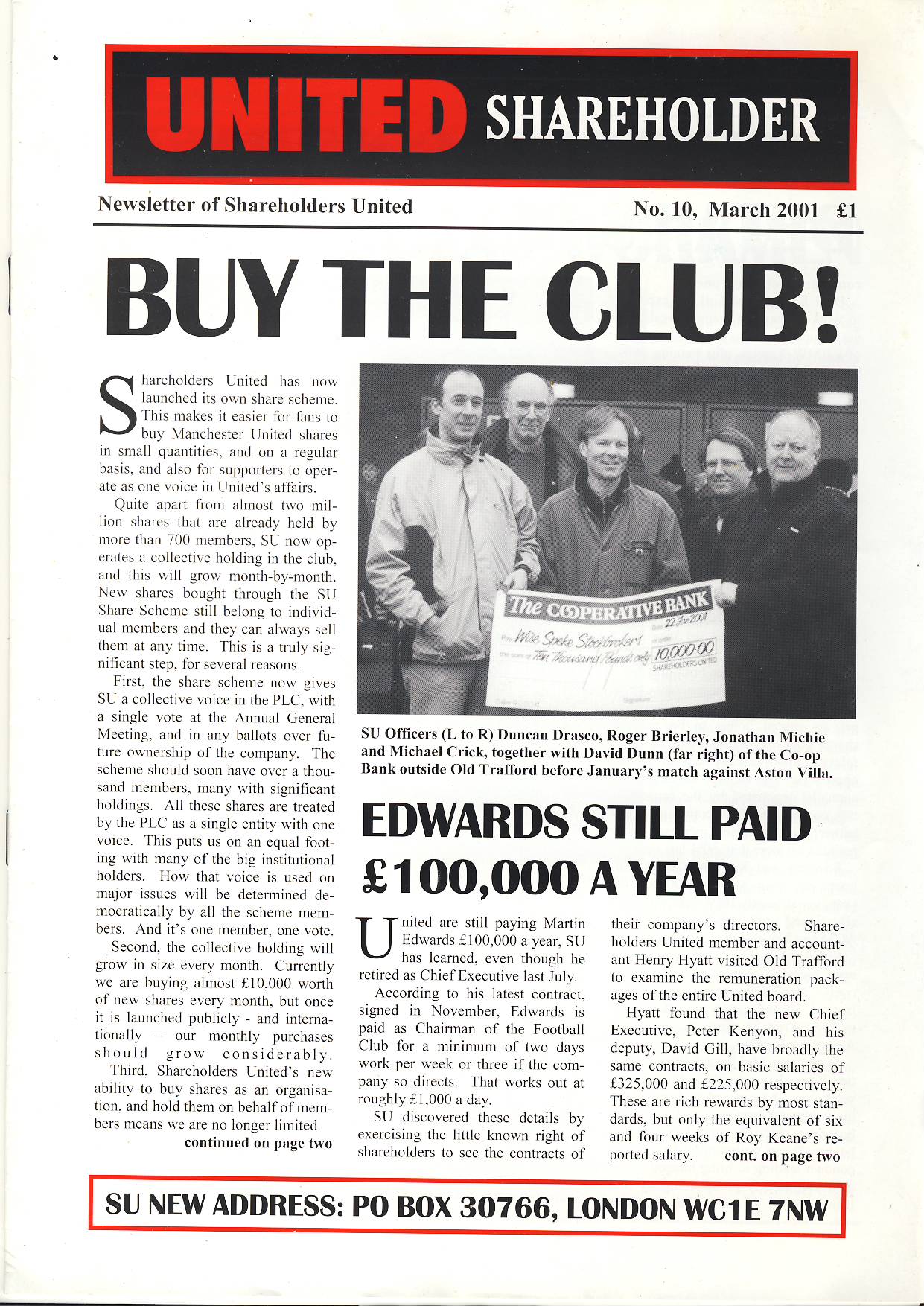 No.10 March 2001 Manchester United Shareholder Newsletter - Football ref101771