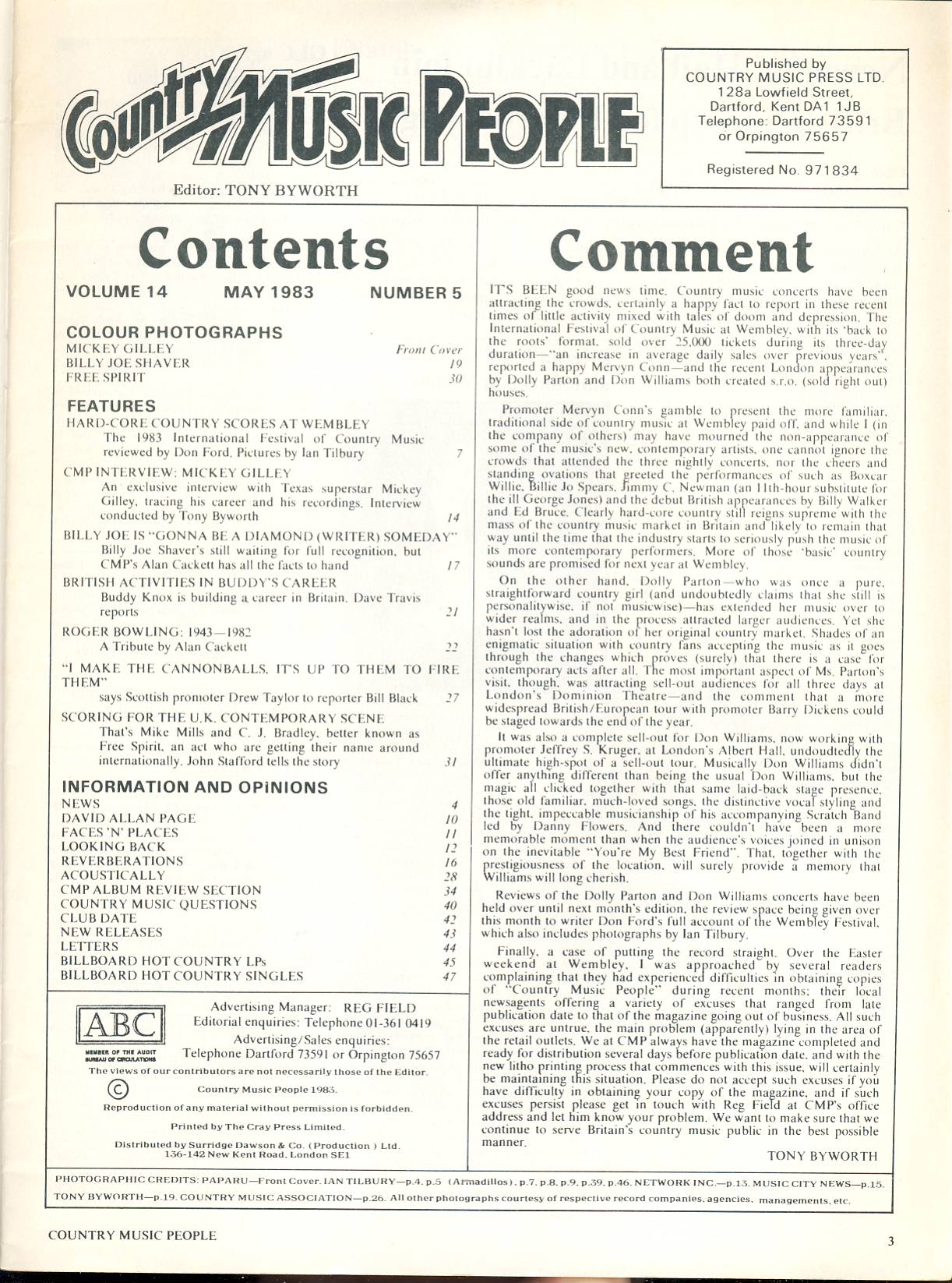 1983 May Country Music People magazine MICKEY GILLEY ref102268