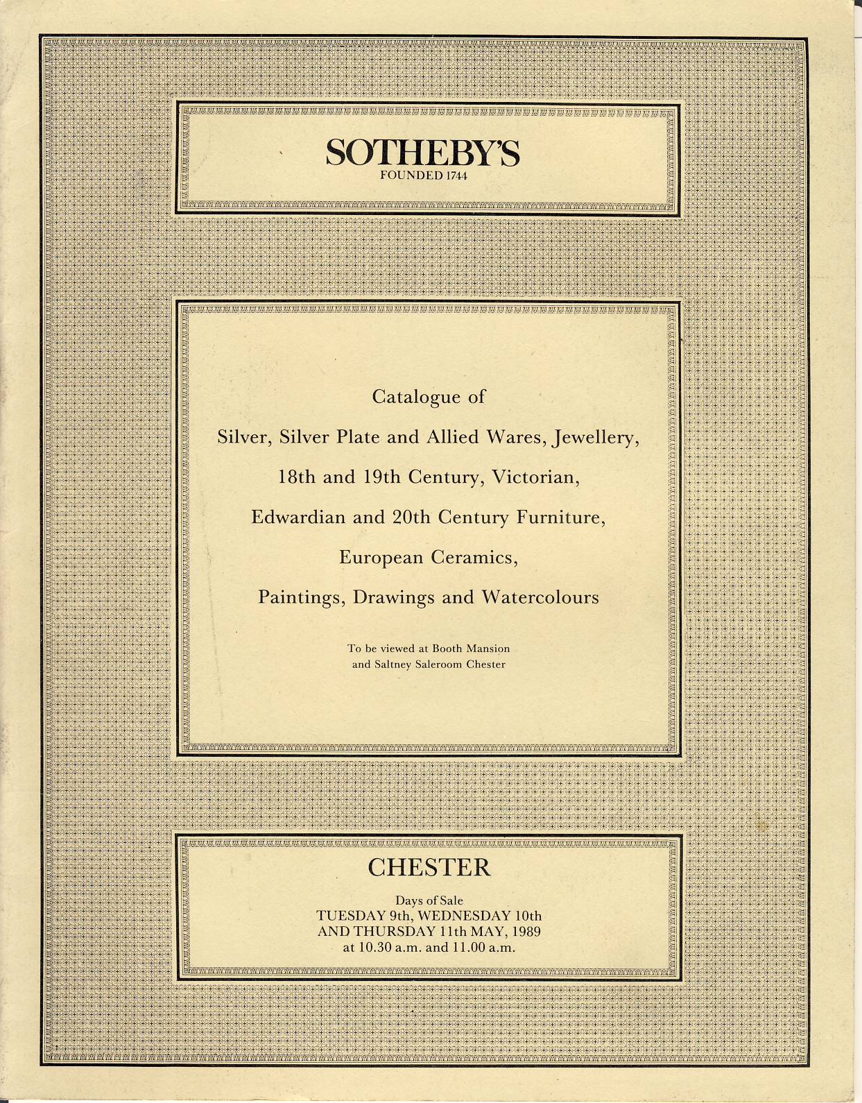 1989 Sotheby's Catalogue CHESTER Silver, Furniture, Ceramics, Art ref102572