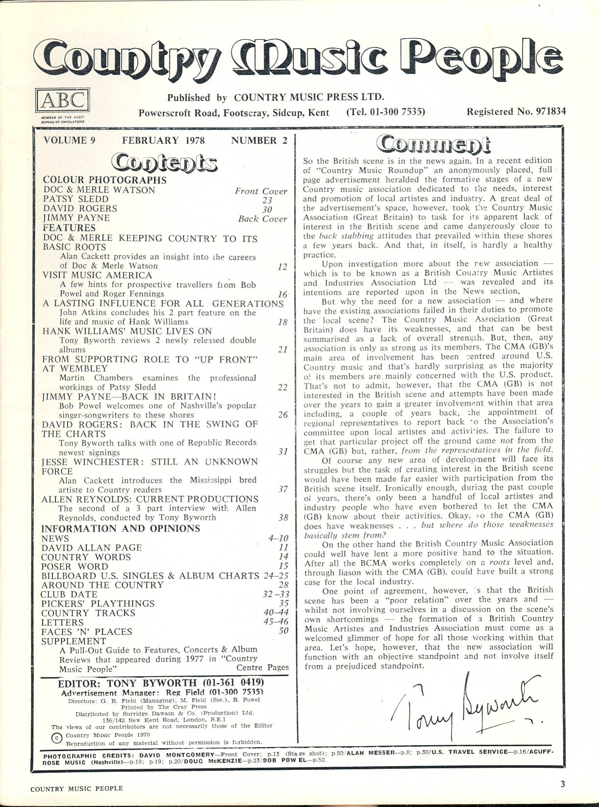 1978 February Country Music People magazine DOC & MERLE WATSON ref102274