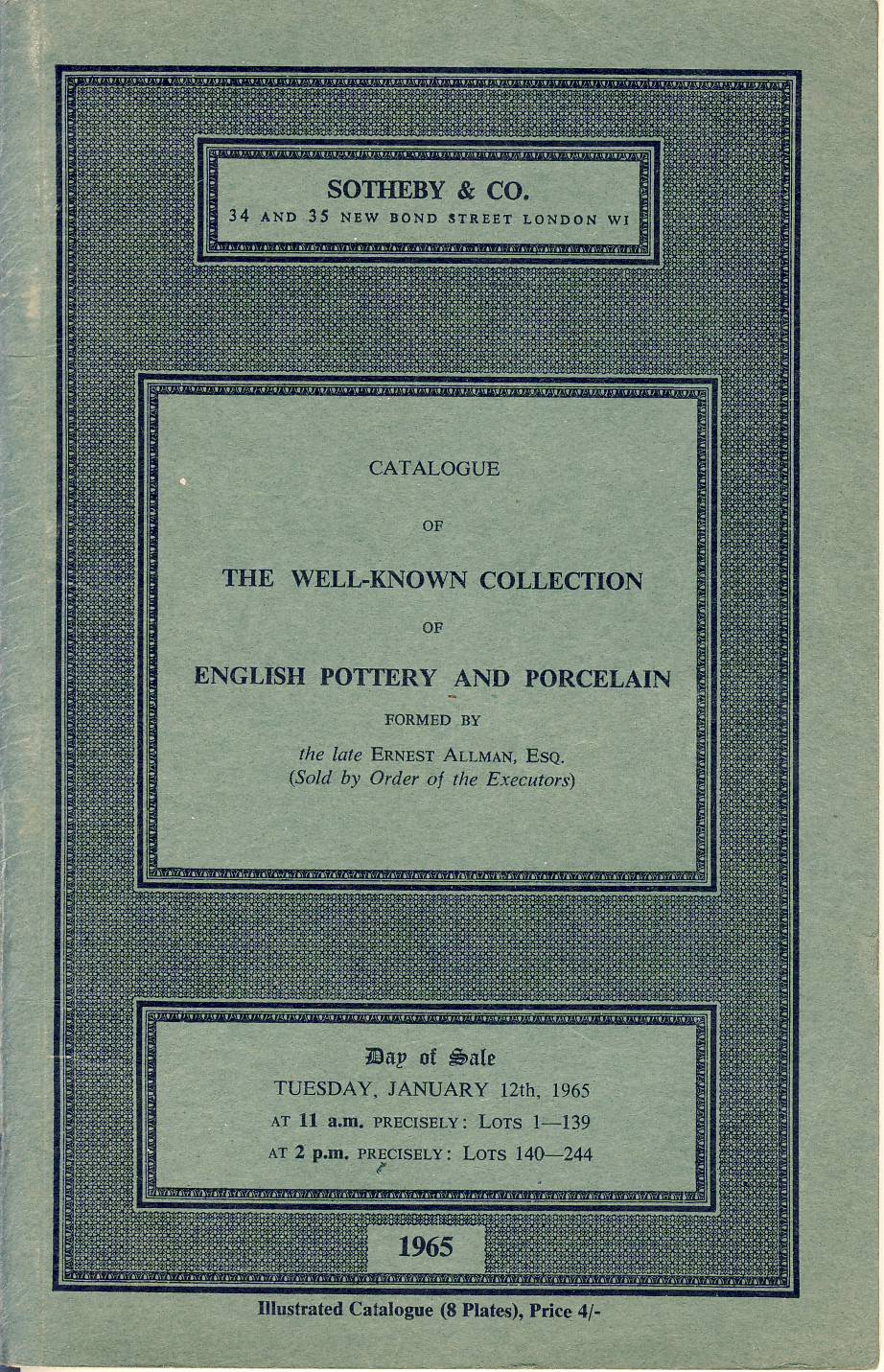 1965 Sotheby's Catalogue English Pottery and Porcelain ref102561