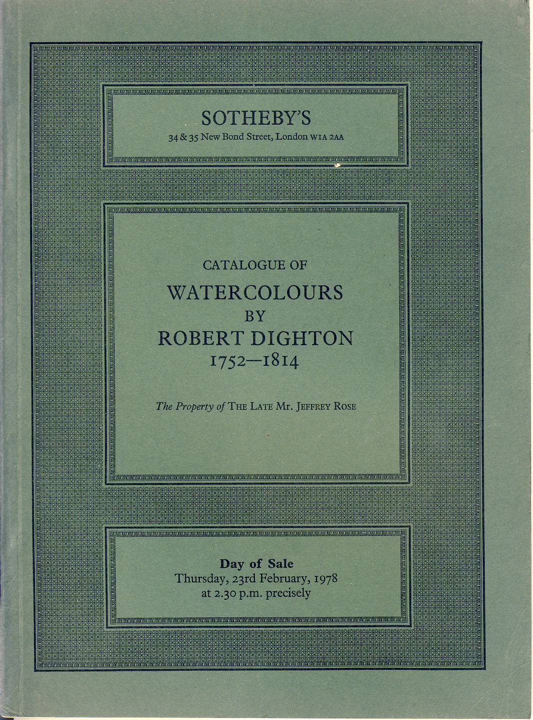 1978 SOTHEBY'S Robert Dighton WATERCOLOURS catalogue ref102564