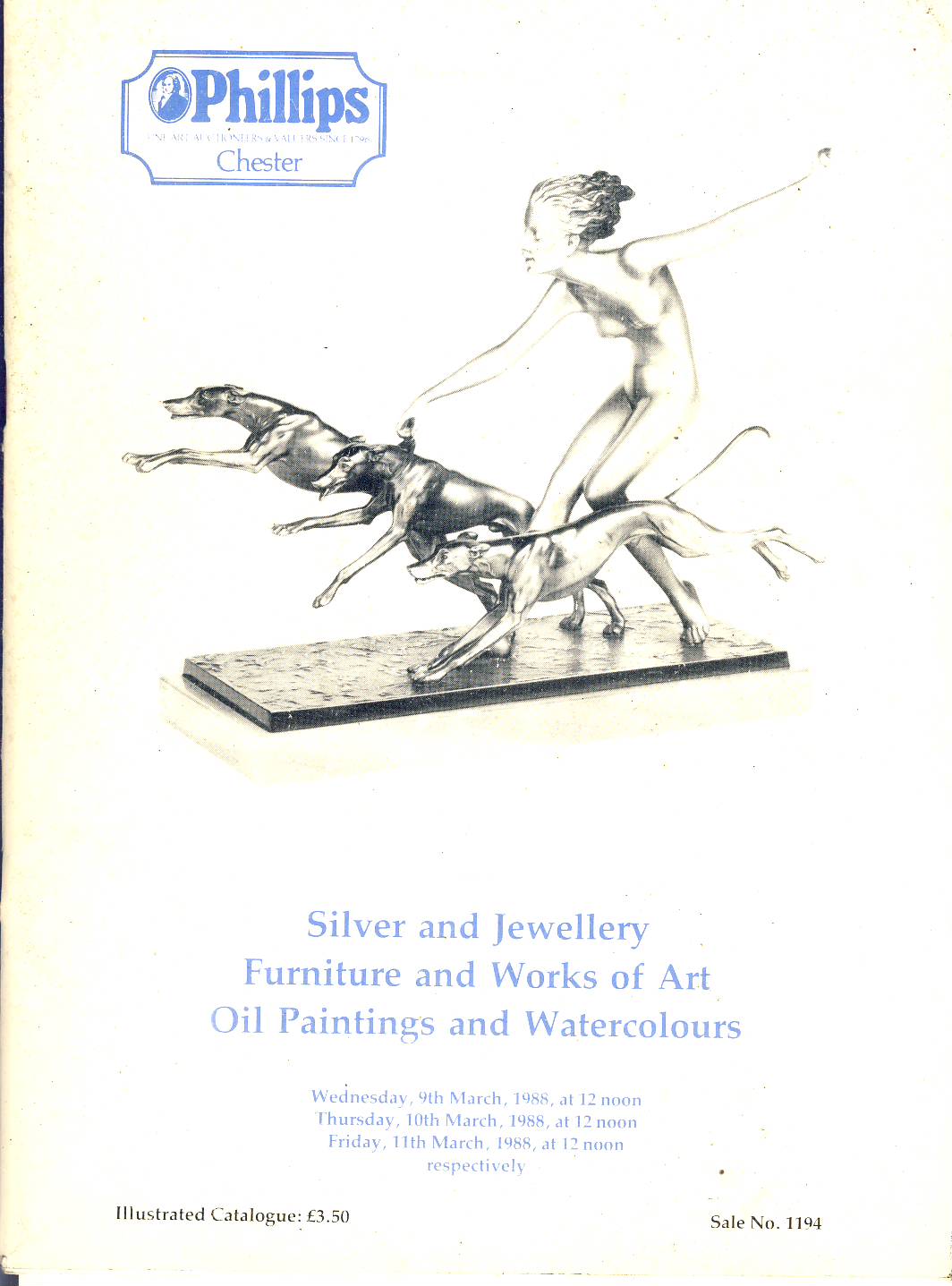 1988 Phillips CHESTER Silver Jewellery Furniture Art Oils Watercolours catalogue ref102568