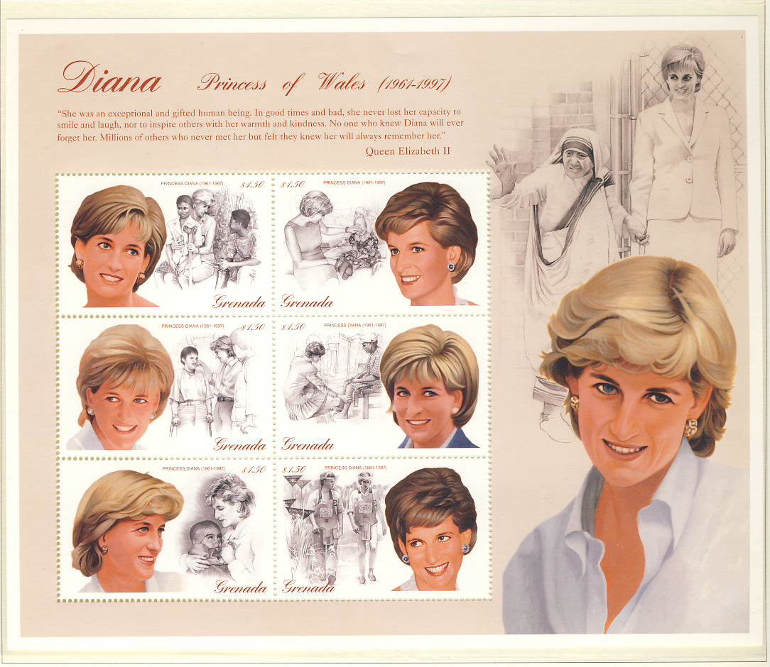 Diana Princess GRENADA 6x$1.50 MS stamp sheet refDA131