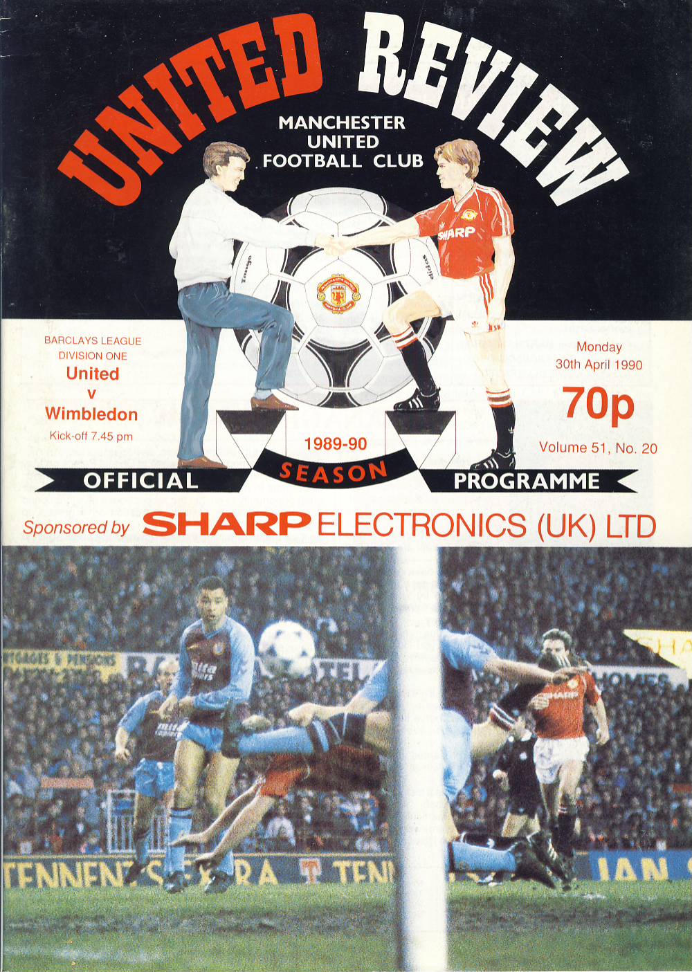 1990 30th April Manchester Utd v Wimbledon Review Football Programme ref103031