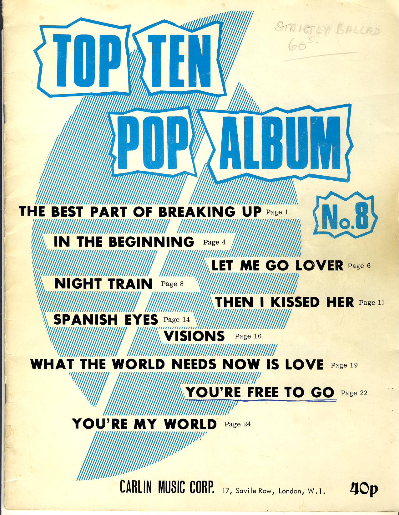 Top Ten Pop Album sheet music book with song words ref101875