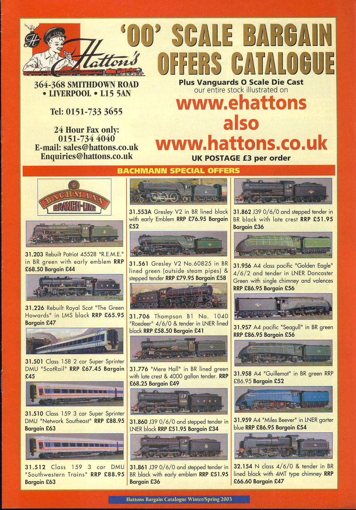 2003 HATTONS '00' Scale Die Cast models 8 page catalogue ref102642