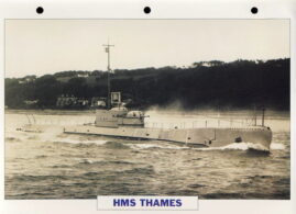 HMS THAMES 1932 Fleet submarine Navy Ship Photo Info Card refA2
