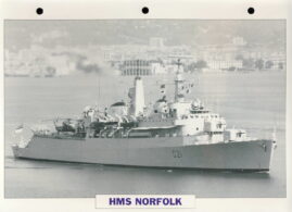 HMS NORFOLK 1967 guided missile destroyer Navy Ship Photo Info Card refA2
