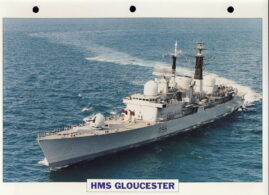 HMS GLOUCESTER 1982 Guided missile destroyer Navy Ship Photo Info Card refA3