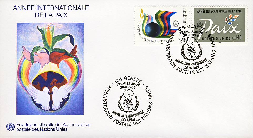 1986 Annee Internationale de la Paix UN United Nations stamp cover refF430