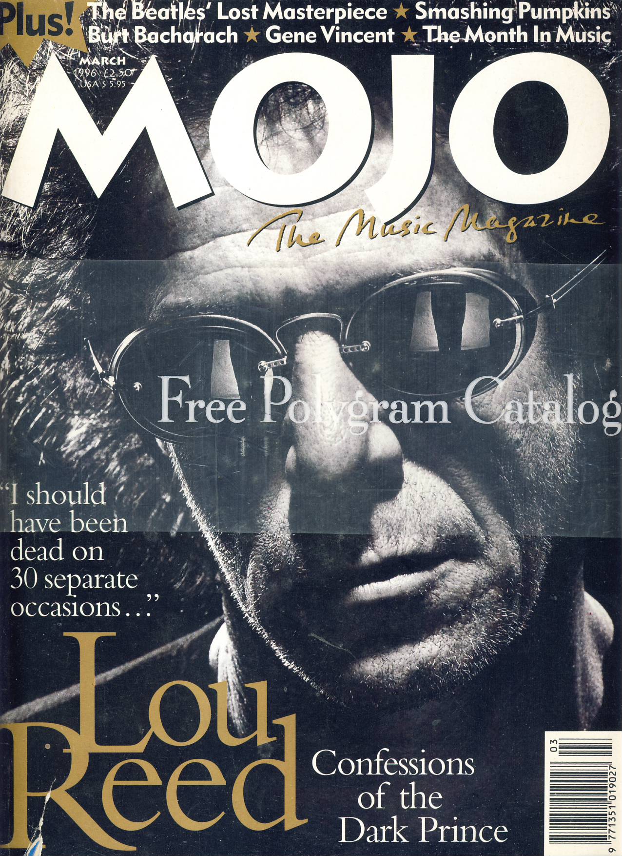 MOJO Music magazine March 1996 LOU REED + Polygram Catalogue ref103058