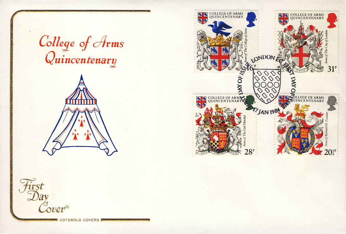 HERALDRY 1984 College of Arms London FDC Cotswold Stamp Cover refG109