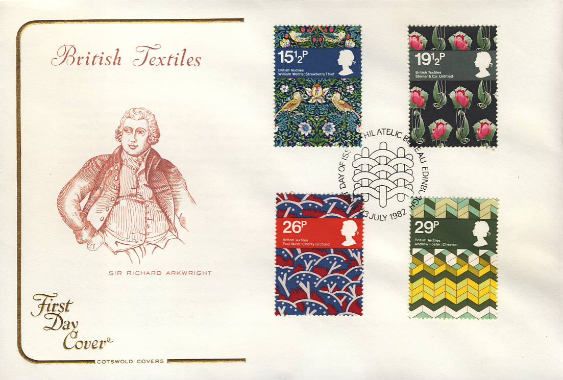 1982 British Textiles ARKWRIGHT FDC Cotswold Stamp Cover refG117