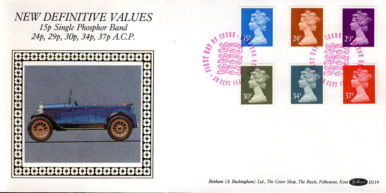 1989 Vintage Car WINDSOR New Definitive Values Stamps D114 FDC Benham Silk Cover refG244