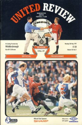 1997 5th May Manchester United v MIDDLESBROUGH Review Football Programme ref101916