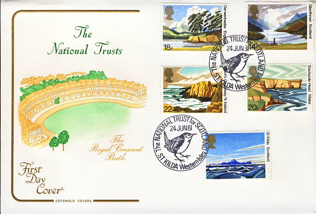 1981-06-24 National Trust Stamps FDC ST KILDA Cotswold Cover refH103