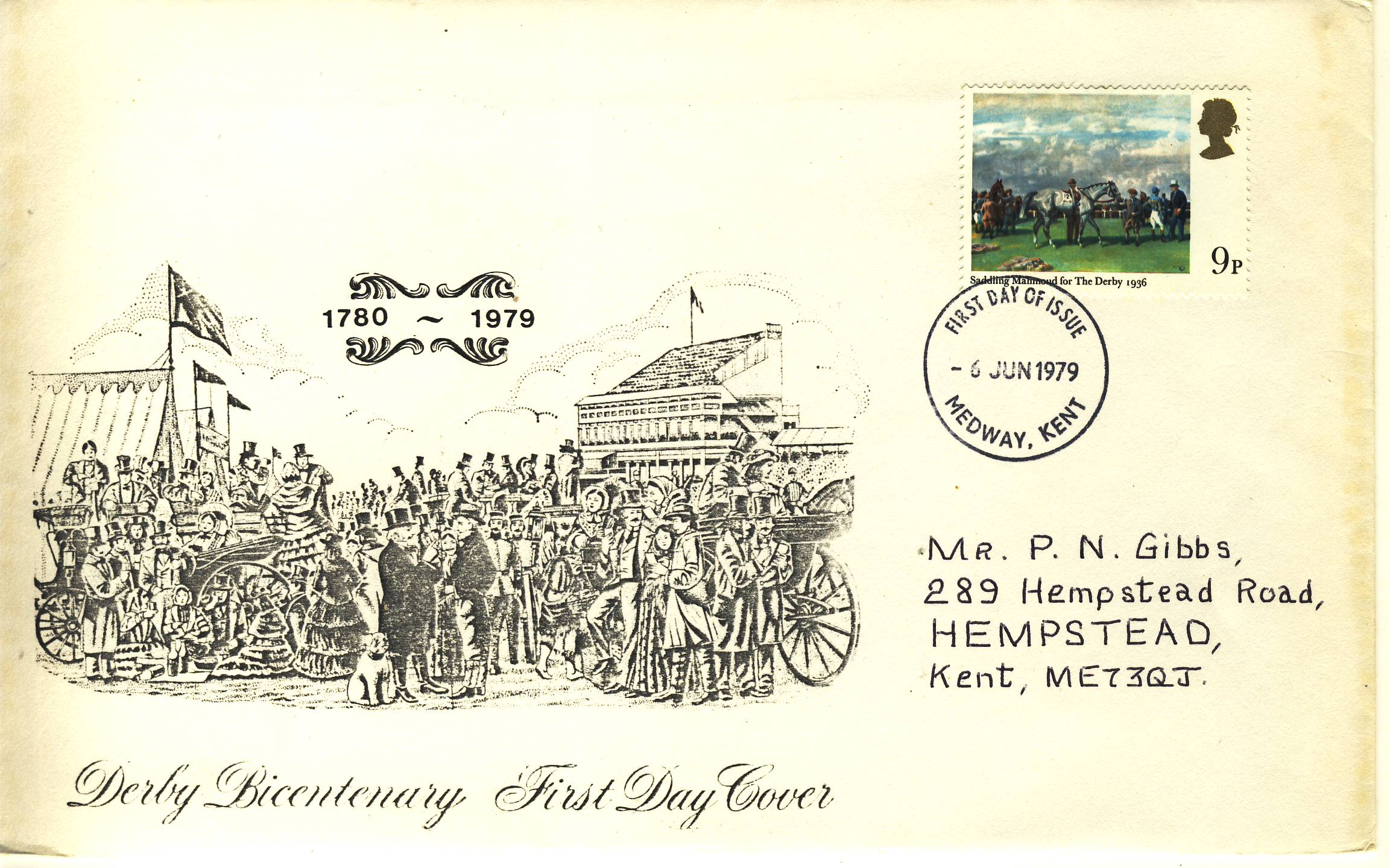 1979-06-06 DERBY Horse Racing Paintings Stamps FDC MEDWAY fdi refG612