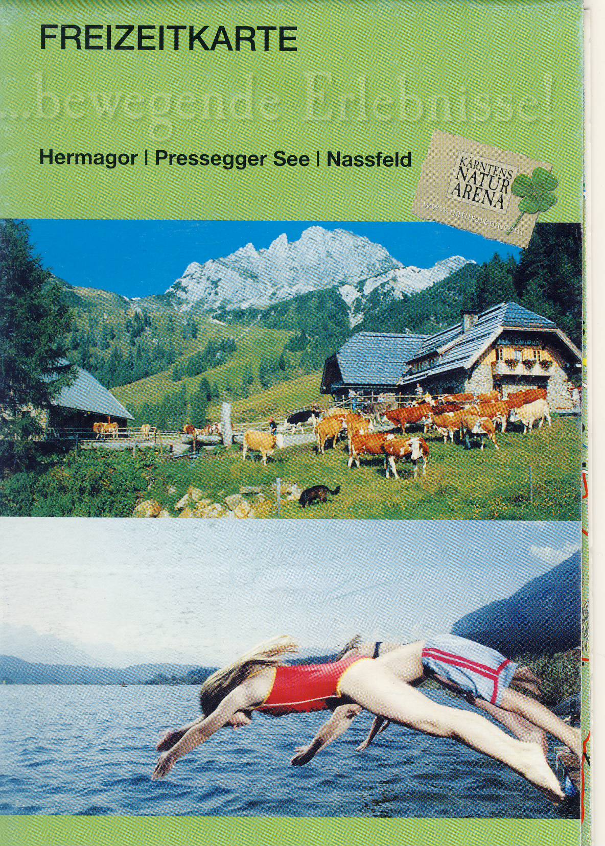 FREIZEITKARTE bewegende Erlebnisse! Hermagor | Pressegger See | Nassfeld vintage brochure / map ref102217