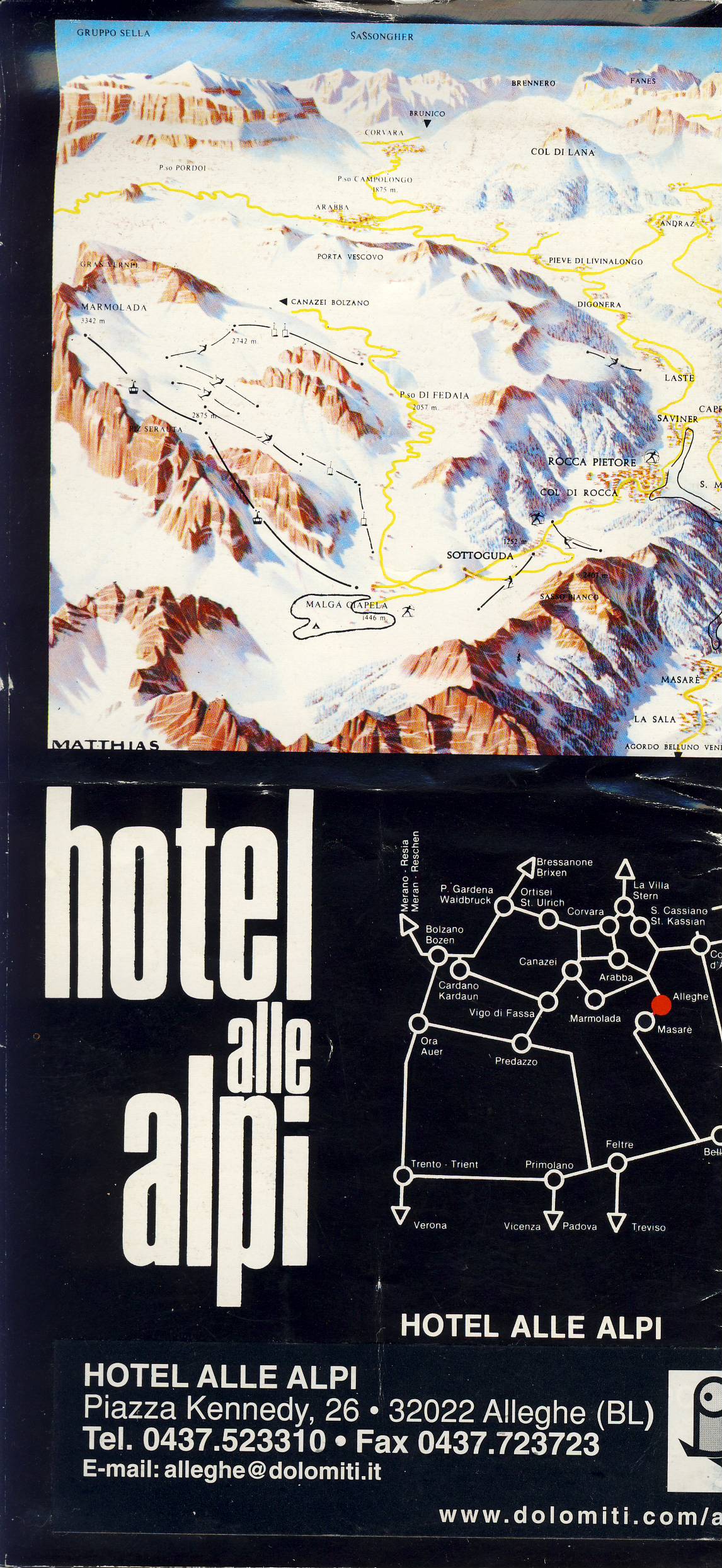 Hotel alle Alpi Alleghe al Lago Dolomitivintage fold out brochure ref102222