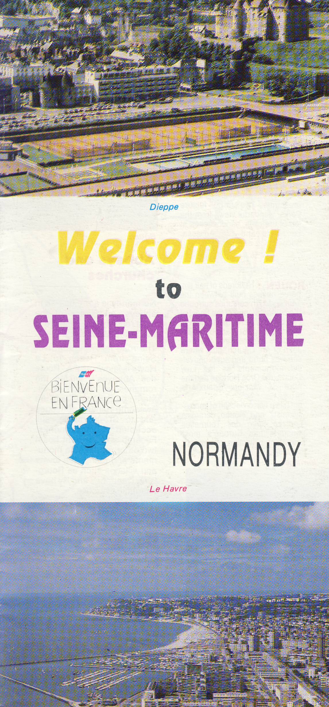 SEINE-MARITIME NORMANDY vintage fold out brochure leaflet / map ref102235