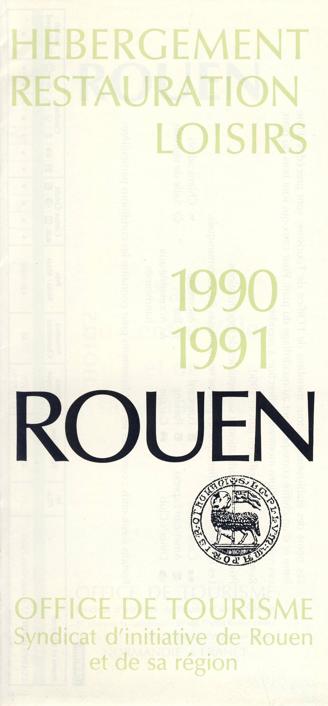 1990 / 1991 ROUEN vintage TOURIST brochure / map ref102237